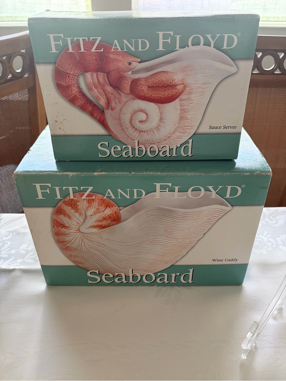 Fitz & Floyd Seaboard Wine Caddy & Sauce Server